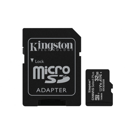 Κάρτα Μνήμης Kingston Micro SDHC 32GB Canvas Select Plus Class 10 + adapter
